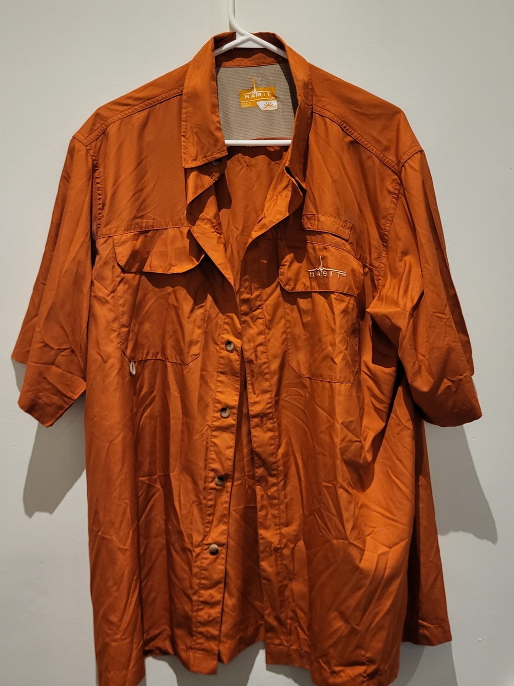 Habit Men's Casual Short Sleeve Button-Down Shirt - Rust Orange